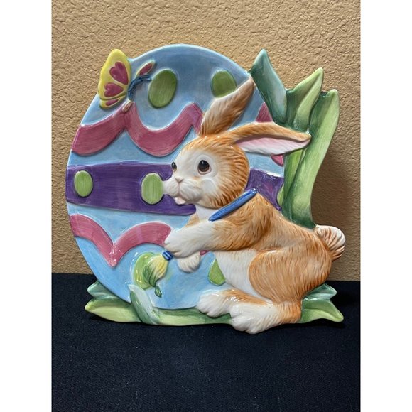 Fitz & Floyd Painting Easter Eggs Porcelain Decorative Plate - Picture 1 of 6
